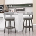 thumbnail image 4 of Gymax Upholstered Swivel Bar Stool Wooden Bar Height Kitchen Chair w/ Back Grey, 4 of 8