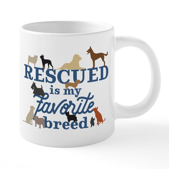 CafePress - Rescued Is My Favorite Bree - 20 Oz White Ceramic Mega Mug