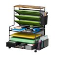 thumbnail image 1 of Organizador de archivos de escritorio Ekisemio de 8 niveles con cajón corredizo negro, 1 of 6