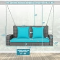 thumbnail image 4 of Patiojoy Outdoor Porch Swing Bench, Patio Wicker Hanging Swing with Rustproof Chains & Comfortable Cushions Turquoise, 4 of 10
