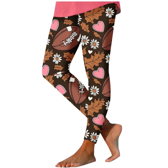Leggings for Women High Waist,Game Day Football Leggings for Women Football Season Yoga Pants Sunday Tummy Control Graphic Workout Leggings