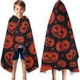 thumbnail image 3 of Halloween Red Pumpkins Pattern Hooded Bath Towel，60"x35" for Ages 3 To 12 Kids, Quick Dry Lightweight Soft Microfiber Hood Beach Towel Cover Up for Kids, 3 of 7