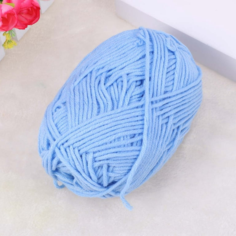 50g Milk Cotton Yarn Cotton Chunky Hand-woven Crochet Knitting Wool Yarn  Warm Yarn for Sweaters Hats Scarves DIY (Light Blue)