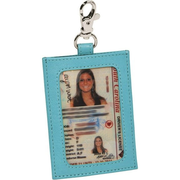 Fashion Heidi Teal Leather Id Holder With Clip (3.75 X 2.75) Made In China gm12924