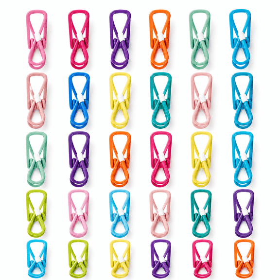 Hemivara 30 Pack Chip Clips, 2 Inch PVC Coated Metal Bag Clips with White Tip Covers, Assorted Colors for Snack Bags, Kitchen, Laundry