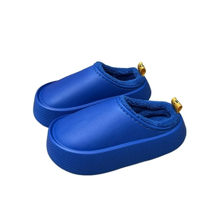 

Ferndule Unisex Warm Shoes Slip On Fuzzy Slipper Fluffy Plush Slippers Non-slip Platform Home Shoe Indoor Closed Toe Casual Blue Slippers 10.5-11