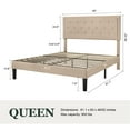 thumbnail image 5 of Sifurni Queen Bed Frame Upholstered Platform Bed with Adjustable Headboard, No Box Spring Needed, Beige, 5 of 9