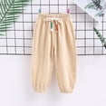 thumbnail image 2 of Babcutegg Toddler Girls Pants Wide Leg Side Pockets Elastic Waist Outwear for Girls Khaki, 2 of 5