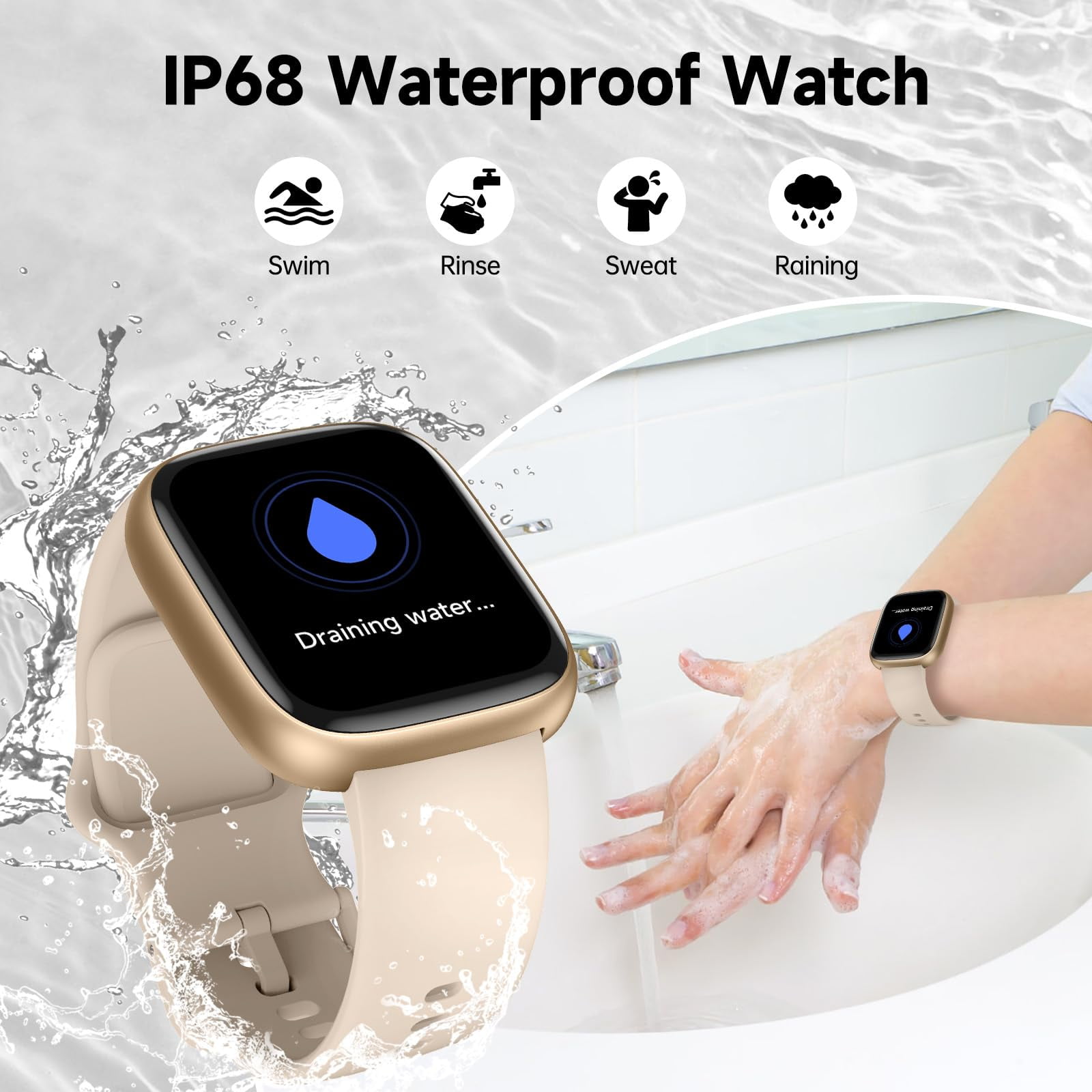 Smart Watch for Men Women,Alexa Built-in Smartwatch(Answer/Make Calls) 1.83" HD Fitness Tracker IP68 Waterproof Watches 100+ Sport Mode Activity Tracker Sleep Monitor iOS Android Compatible