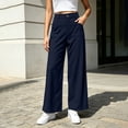 thumbnail image 6 of BRELIL Women's High Waisted Wide Leg Trousers with Pockets Casual Streetwear Long Pants Baggy Loose Fashion Outfits Solid Workout Palazzo, Navy XL, 6 of 6