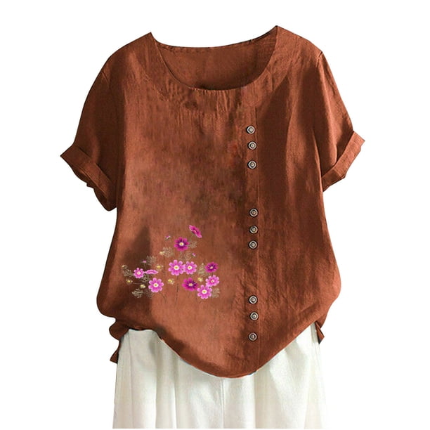 Camisetas de Manga Corta para Mujeres, Camiseta de Manga Corta Impresa Casual Hecha de 95% Poliéster 5% Spandex para Todas las Estaciones, Camisetas de Manga Corta para Mujeres