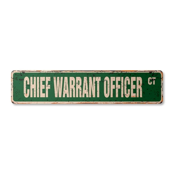 CHIEF WARRANT OFFICER Vintage Aluminum Street Sign US Army Navy CWO W2 rustic metal tin | Indoor/Outdoor |  18" Wide