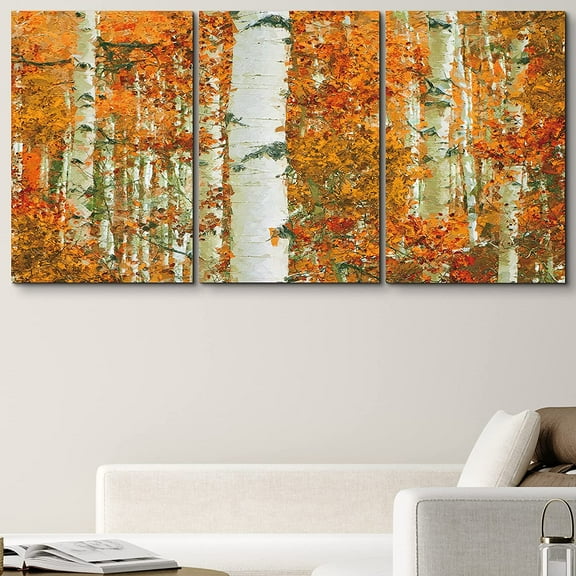 PixonSign Canvas Print Wall Art Cracked Paint Texture Autumn in The Forest Nature Wilderness Illustrations Modern Art Rustic Scenic Colorful Ultra for Living Room, Bedroom, Office - 24"x36"x3