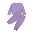 thumbnail image 2 of Children's Two Piece Set Kid's Solid Color Crew Neck Long Sleeve Pullover Toddler's Elastic Lace Up Trousers, 2 of 4