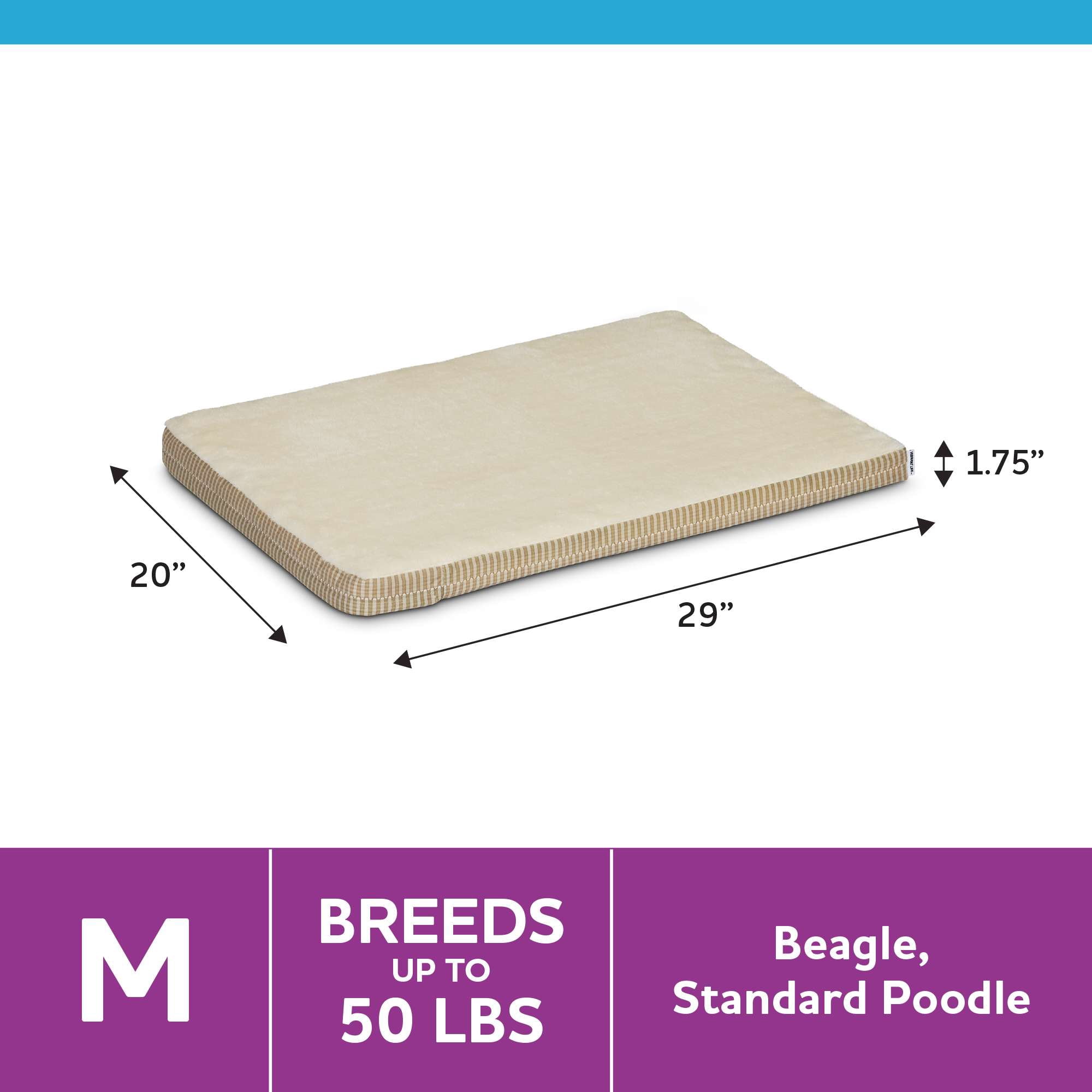Vibrant Life Orthopedic Foam Dog Bed, Tan , Medium 29" x 20"