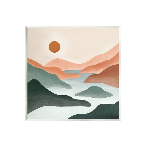 Stupell Industries River Flowing Between Modern Valley Landscape Graphic Art Unframed Art Print Wall Art, Design by JJ Design House LLC