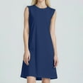 thumbnail image 5 of Summer Women's Button-Down Lapel Collar Sleeveless Dress 100% Cotton Linen Blend Casual Shift Dress with Front Pockets for Outdoor Activities,Dark Blue 2XL, 5 of 5