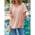 thumbnail image 6 of Womens Oversized Tshirts Knit V Neck Short Sleeve Tunic Tops Summer Casual Loose Fit Tee Shirts, 6 of 7