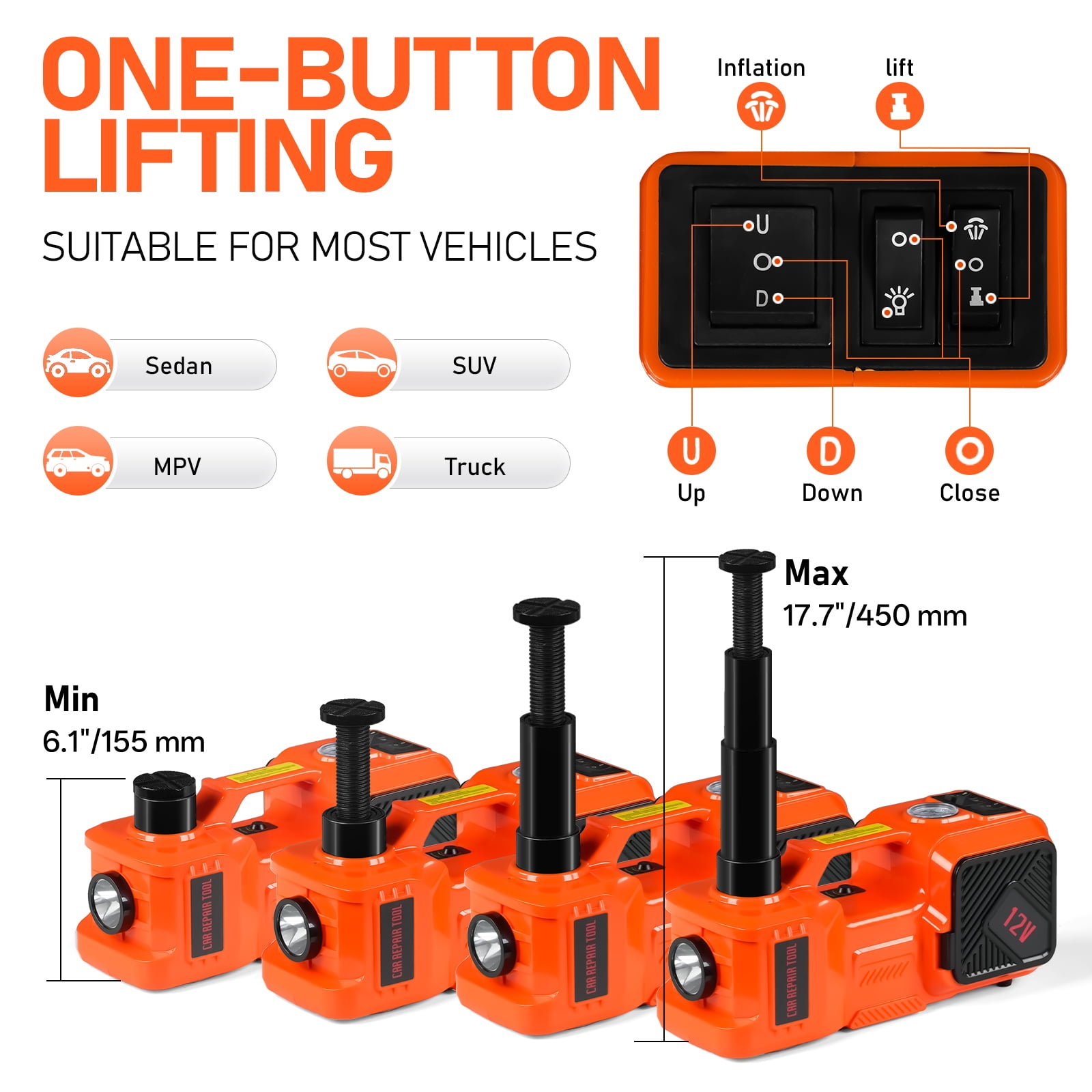 Ktaxon Electric Car Jack, 5 Ton/11023 LBS Hydraulic Jack Lift with