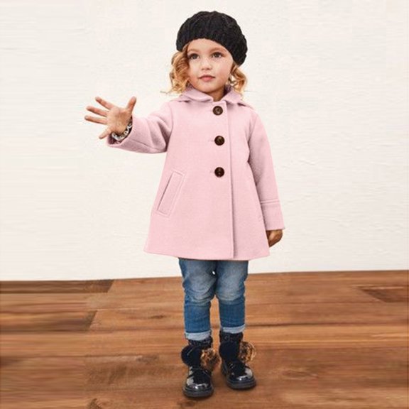 Vedolay Girls Tops Casual Girl's Lined Jacket Winter Windproof Kids Warm Outerwear,Pink 5-6 Years