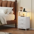 thumbnail image 2 of Eunos Small Nightstand with Charging Station and LED for Bedroom, 3 White Drawer Dresser with Storage Shelfs, 2 of 8
