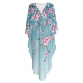 thumbnail image 4 of Xoenoiee Blue Cherry Blossom Print Kaftan Dresses for Women, V Neck Moo Moos Cover Up Caftan Batwing Sleeve Beach Dresses for Swimwear Loungewear, 4 of 7