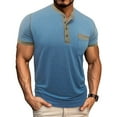 thumbnail image 2 of Running Shirts for Men Fashion Solid Color Round Neck Blouse /T-shirt Blue,2XL, 2 of 7