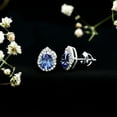 thumbnail image 4 of Rosec Jewels Pear Shaped Sapphire Halo Stud Earring with Moissanite - 5X7 mm Created Blue Sapphire, 18K White Gold, 4 of 8