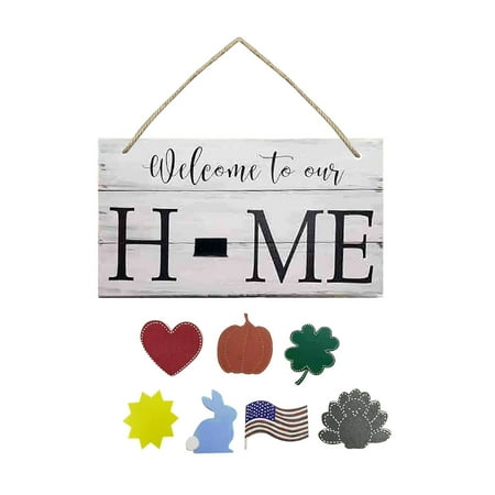 

NGHnuifg Welcome To Our Home Seasonal Door Hanger Home Door Hanger Seasonal Welcome Sign With Interchangeable Holiday Pieces Bathroom Wall Vanity with Lights Bath House Sign Large Walk This Way Sign