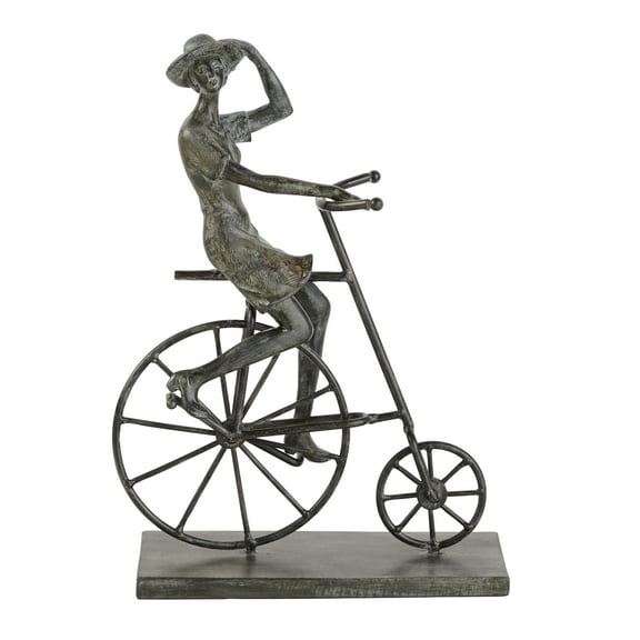 DecMode 9"W, 13"H Polystone Traditional Bicycle Sculpture, Bronze