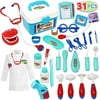 Kiddo Kids Doctor Kit 31 Pieces Pretend-n-Play Dentist Medical Kit with Electronic Stethoscope and Coat for Kids Holiday Gifts, School Classroom and Doctor Roleplay Costume Dress-Up