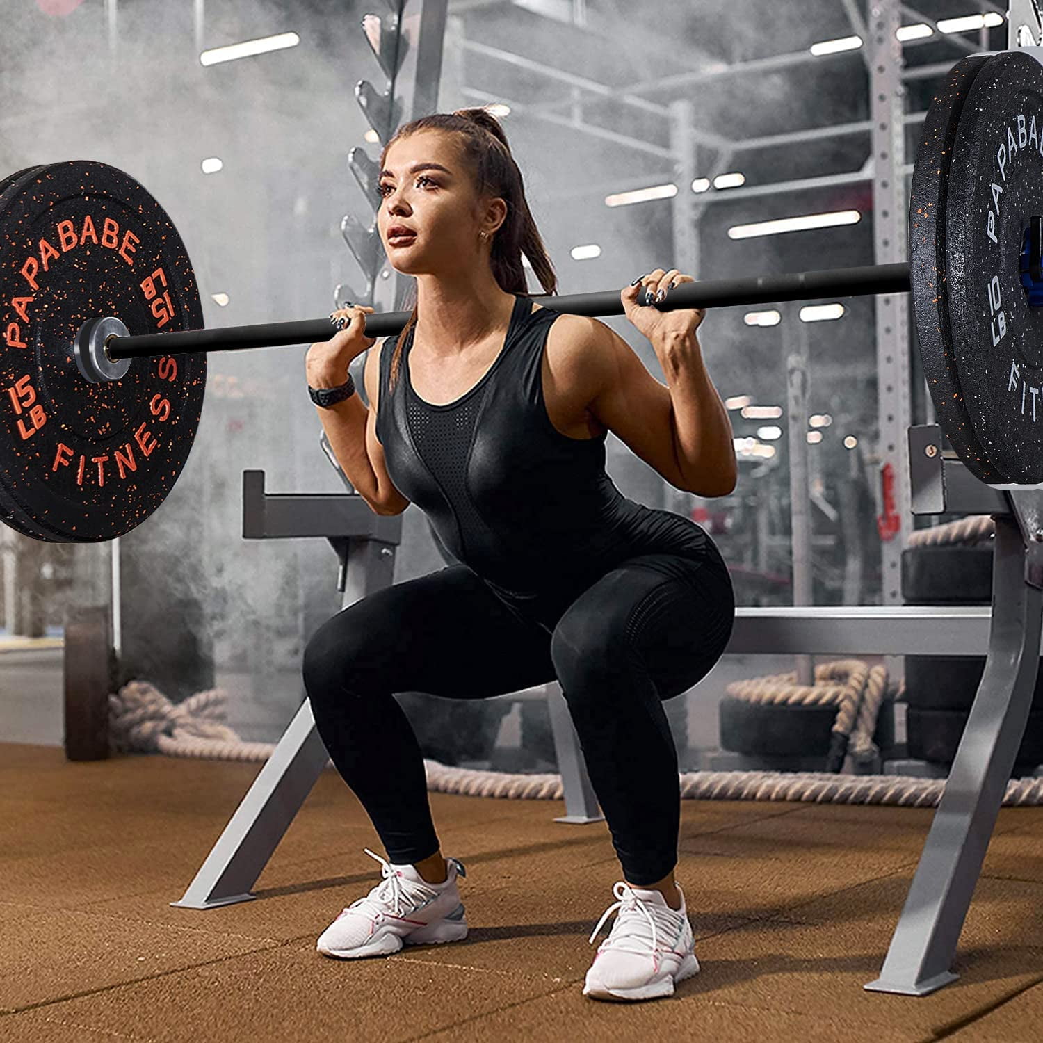 PAPABABE Olympic Barbell 7 Foot 1200 lb Capacity Olympic Barbell