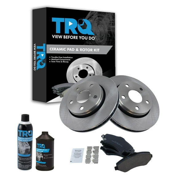 TRQ Premium Ceramic Brake Pad & Rotor Front Kit w/Chemicals for Wrangler Truck BKA15498 Fits select: 2015-2018 JEEP WRANGLER UNLIMITED, 2012-2014 JEEP WRANGLER
