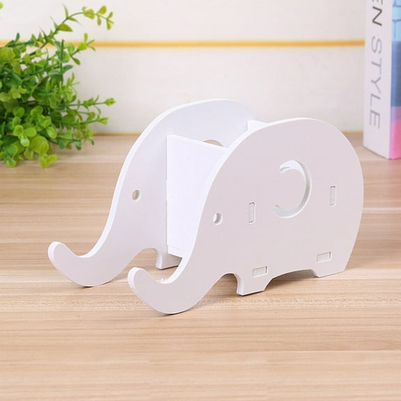 TEHAUX Elephant Shaped Pen Holder with Phone Stand for Storage White Material 4.5 x 3.2 x 6.8 inches