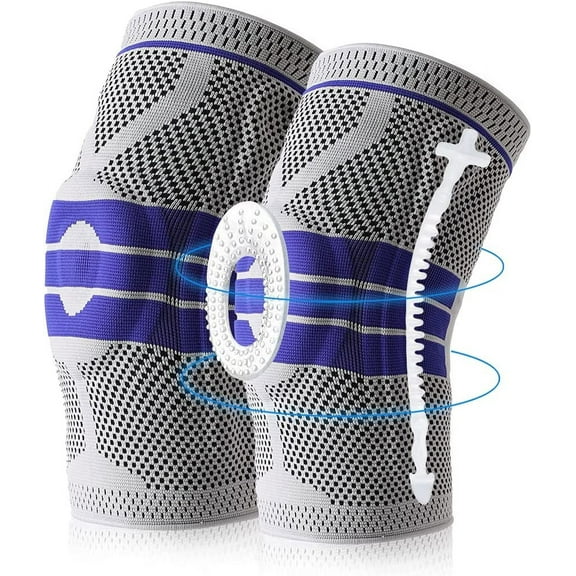Knee Brace Compression Sleeve for Knee Pain Wraps Patella Stabilizer with Silicone Gel Spring Support, Hinged Kneepads Protector for Meniscus Tear Arthritis Men Women