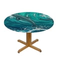 thumbnail image 3 of RUIYC and Black Dolphins Pattern Waterproof Round Tablecloth Polyester Table Cloth for Round Tables Decorative Table Cover for Kitchen Dinner Table Party Picnic White, 3 of 7