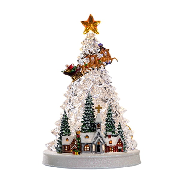 Caja de música con forma de de Navidad y luz, decoración navideña, adorno creativo, caja de música navideña para escritorio, restaurantes
