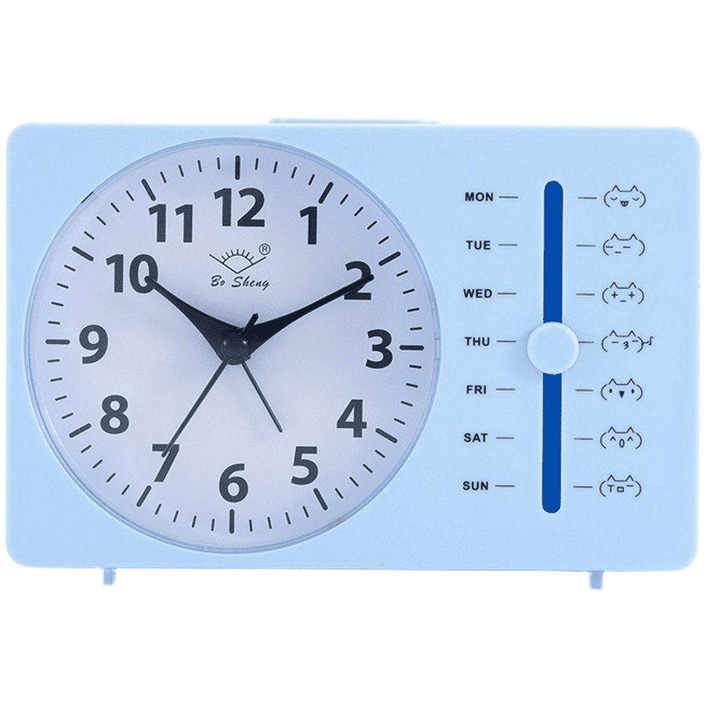 Square Quartz Alarm Clock Battery Operated with Silent Sweep Movement and Dual Analog Digital Display for Desk and Nightstand