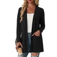 thumbnail image 4 of Nooxsoe sweater cardigan women Long Sleeved Open Front Cropped Knit Button Down Cardigans for Women Fitted Cardigans for Women Cardigan Shirt Black S, 4 of 5