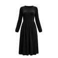 thumbnail image 4 of Women's Long Sleeve Casual Fall Dresses Crew-Neck Swing Party Dress with Pockets 2026 Black XL, 4 of 7