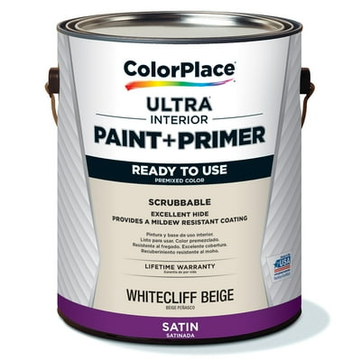 ColorPlace ULTRA Interior Paint & Primer, Whitecliff Beige, Satin, 1 Gallon ColorPlace ULTRA Interior Paint & Primer, Whitecliff Beige, Satin, 1 Gallon