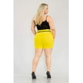thumbnail image 4 of Plus Size High Waist Sculpting Shorts With Faux Leather Belt - Yellow, 4 of 6