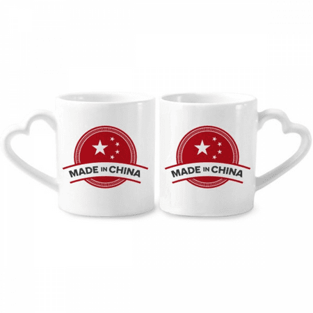 

China Emblem Stars Chinese Couple Porcelain Mug Set Cerac Lover Cup Heart Handle