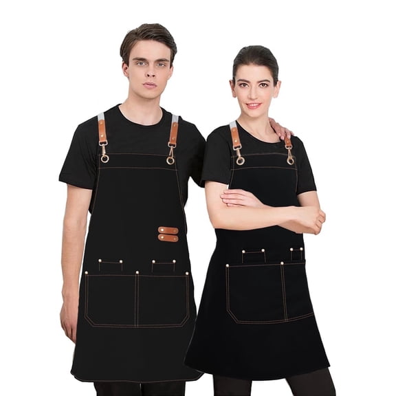 NUBILY Waterproof Cross Back Chef Aprons 2 Pack for Cooking Baking Grilling,4 Pockets Adjustable Kitchen Apron,Bib for Men Women Restaurant Gardening