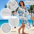 thumbnail image 6 of Xixirimido Blue Toile De Jouy Print Women’s Plus Size Beach Kaftan Dress V-Neck Batwing Sleeve Swimsuit Cover Up Flowy Caftan Dress for Pool, Cruise & Resort Wear, 6 of 7