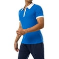 thumbnail image 4 of TRKIYQC - Polo para hombre con cremallera de un cuarto, casual, manga corta, cuello de solapa, color en contraste, tops ajustados TRKIYQC  Moda，ocio, 4 of 9