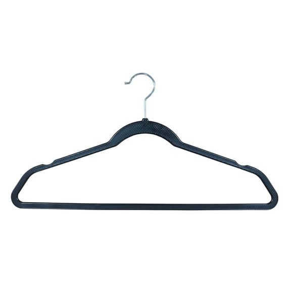 Simpli Furnished Non-Slip Plastic Hangers for Clothes, 360° Rotating Hooks, Durable, Space-Saving, 18" x 9.3", 120-Pack, Black