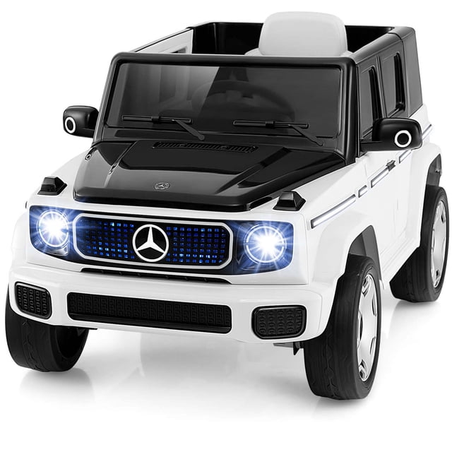 Costway Coche infantil Mercedes-Benz EQG con licencia, control remoto y batería extraíble, color blanco