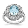 thumbnail image 4 of 925 Sterling Silver Rhodium Diamond and Checker-Cut Light Swiss Blue Topaz Ring Size 7, 4 of 6