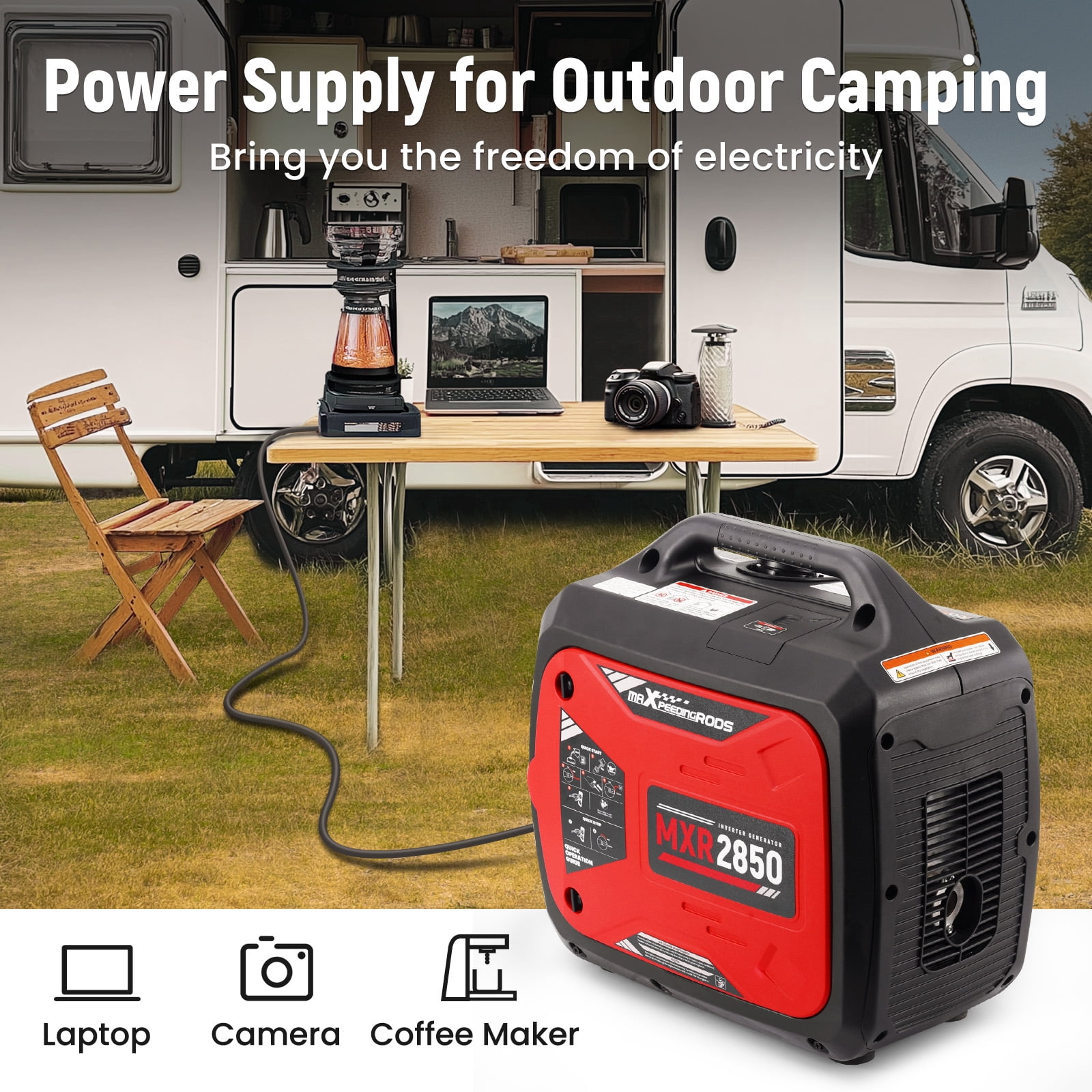 Maxpeedingrods 2850W Inverter Generator Portable Quiet Gasoline Power Supply for RV Home Use Camp